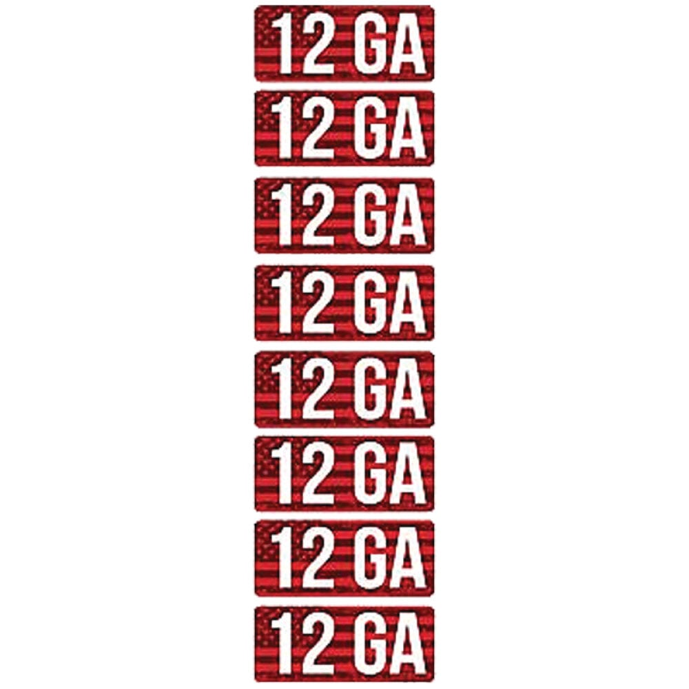 MTM Case Gard 12 Gauge 2.25" L Ammo Caliber Label, Red/White Pack of 8