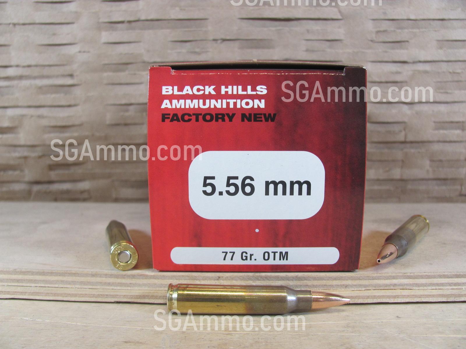500 Round Case – 5.56mm 77 Grain Open Tip Match Black Hills Ammo – D556N9