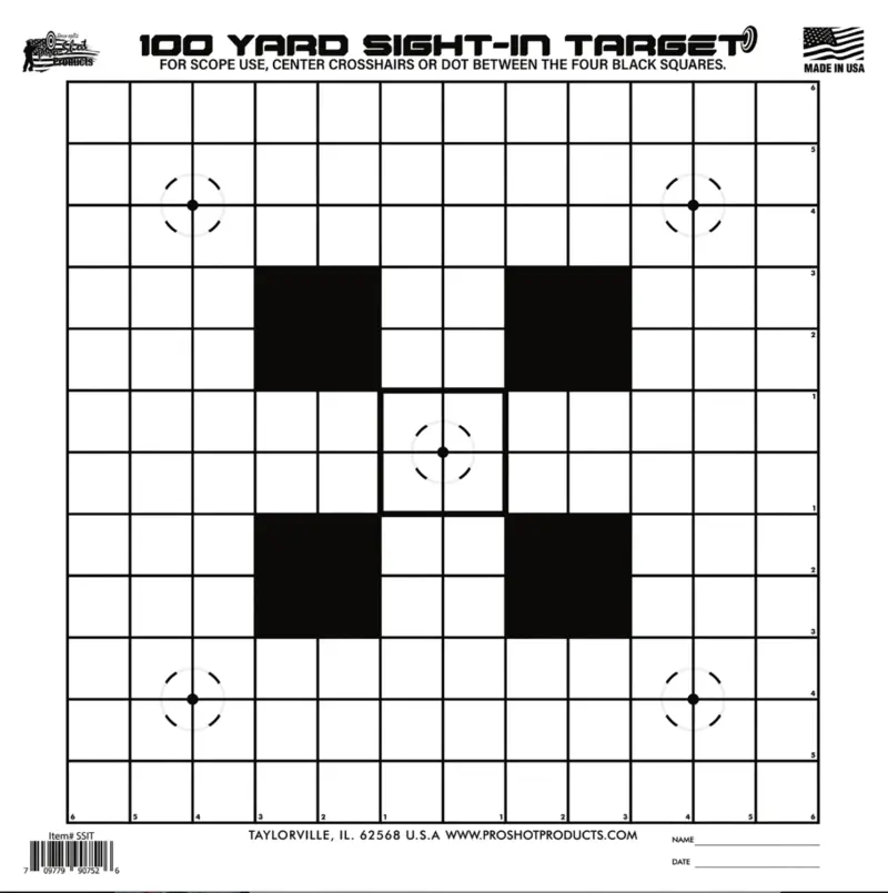 Pro-Shot SSIT12PK Sight-In Hanging Heavy Paper 100yds 14" x 14" Black/White 12 Pack