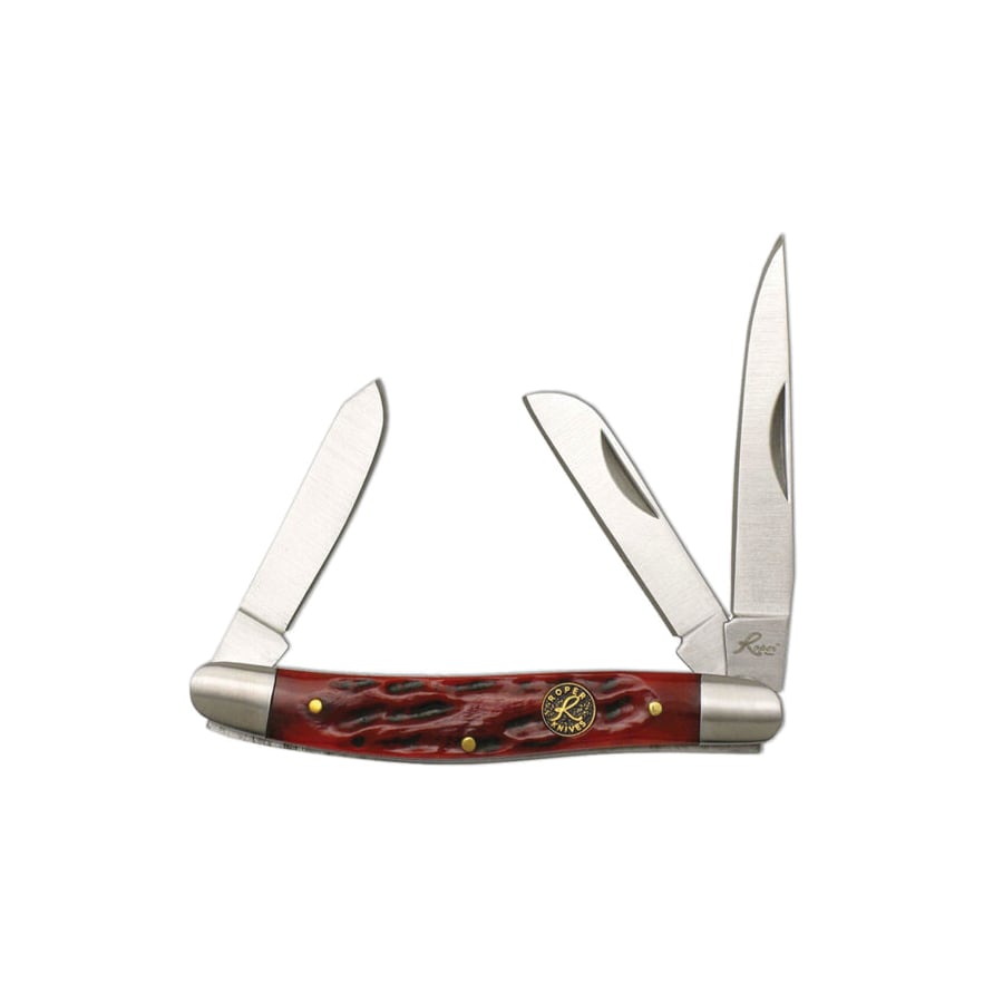 American Buffalo Knife & Tool Roper Stockman Chaparral Folding Knife Clip Point/Spey, Brown