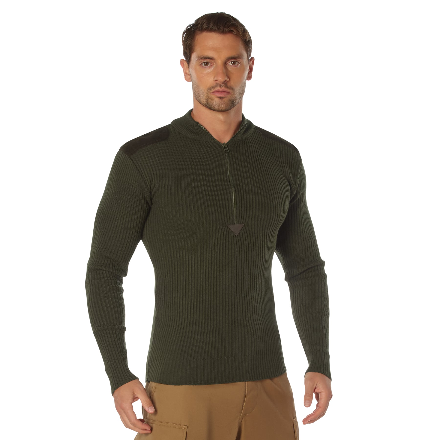 Rothco Quarter Zip Acrylic Commando Sweater - Olive Drab, X-Large