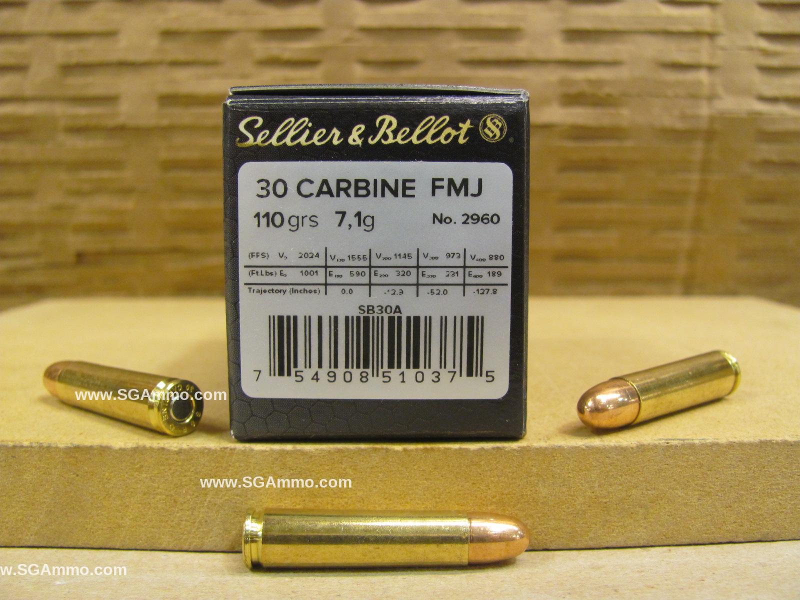 1000 Round Case – 30 Cal Carbine Sellier Bellot 110 Grain FMJ Ammo – SB30A
