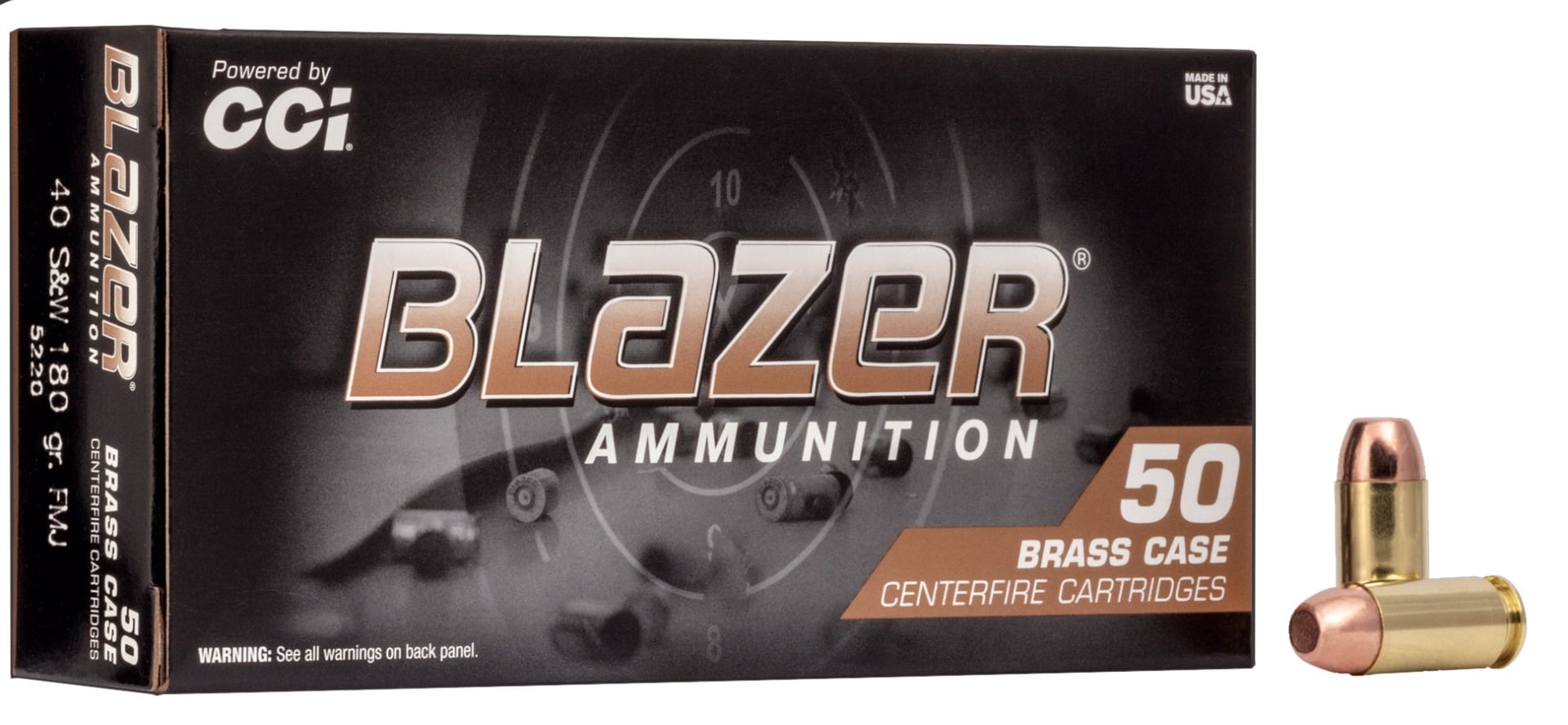 CCI Blazer Brass 40 S&W 180gr FMJ Ammunition 50rds - 5220