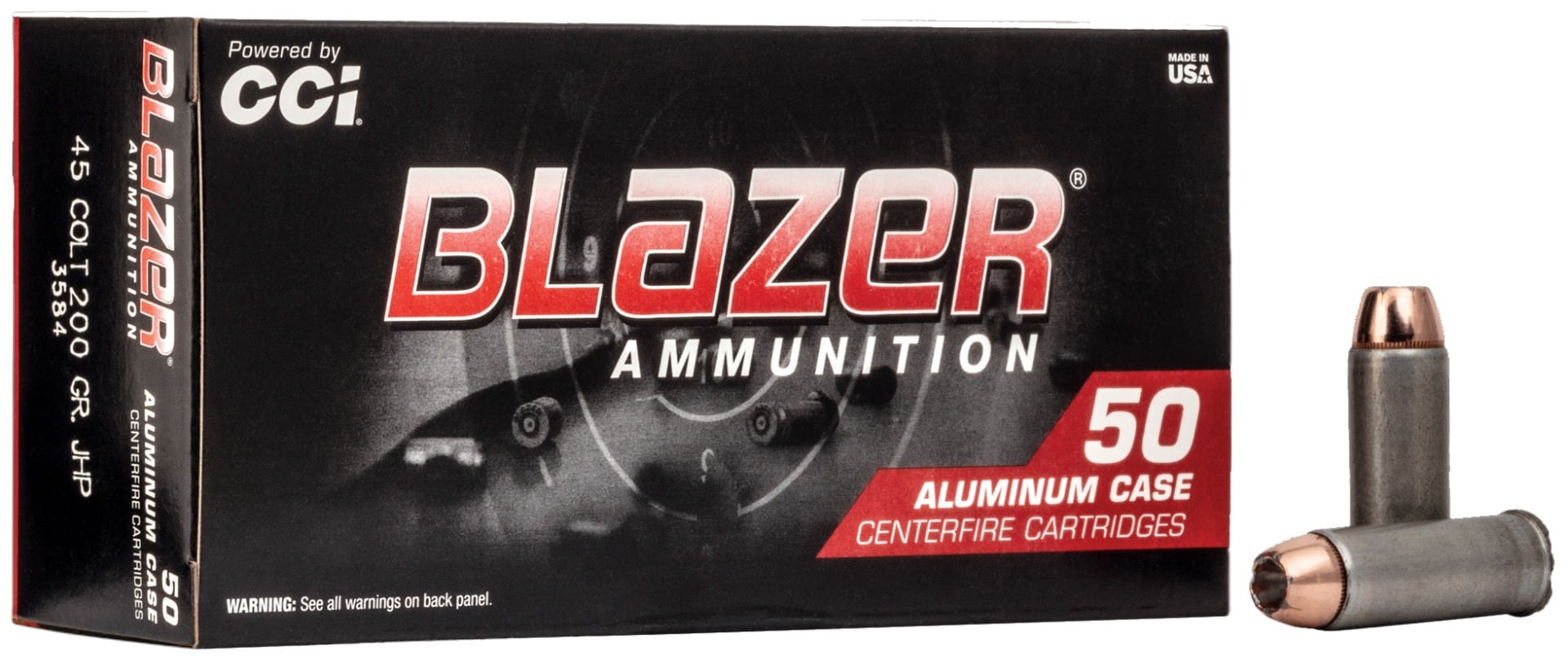 CCI Blazer Pistol Ammo 45 Colt 200 gr. Jacketed Hollow Point 50 rd. - Flat Rate Shipping Under 30lbs!