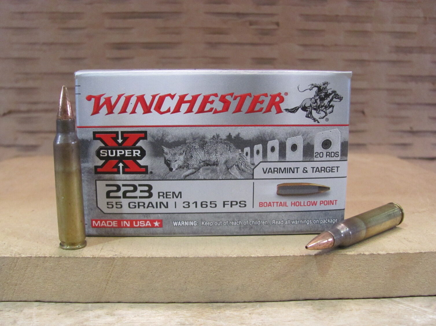 20 Round Box – 223 Rem 55 Grain Hollow Point Winchester Super X Ammo – W223HP55