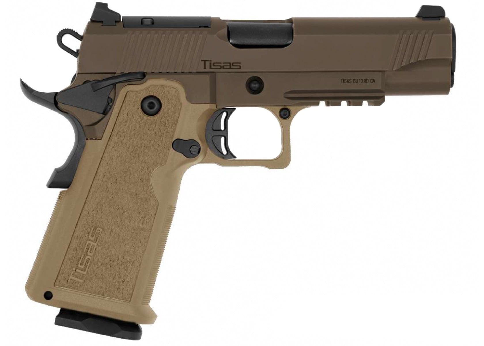 Tisas 1911 Carry Double Stack 4.25" 9mm 18rd Pistol, FDE/Coyote Brown RMSc Direct Mount Optic Cut - 12500905
