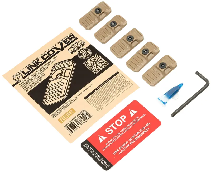 Strike Industries LINK-COVER-FDE LINK Cover Flat Dark Earth Polymer for M-lok Keymod Rails 5 Pack