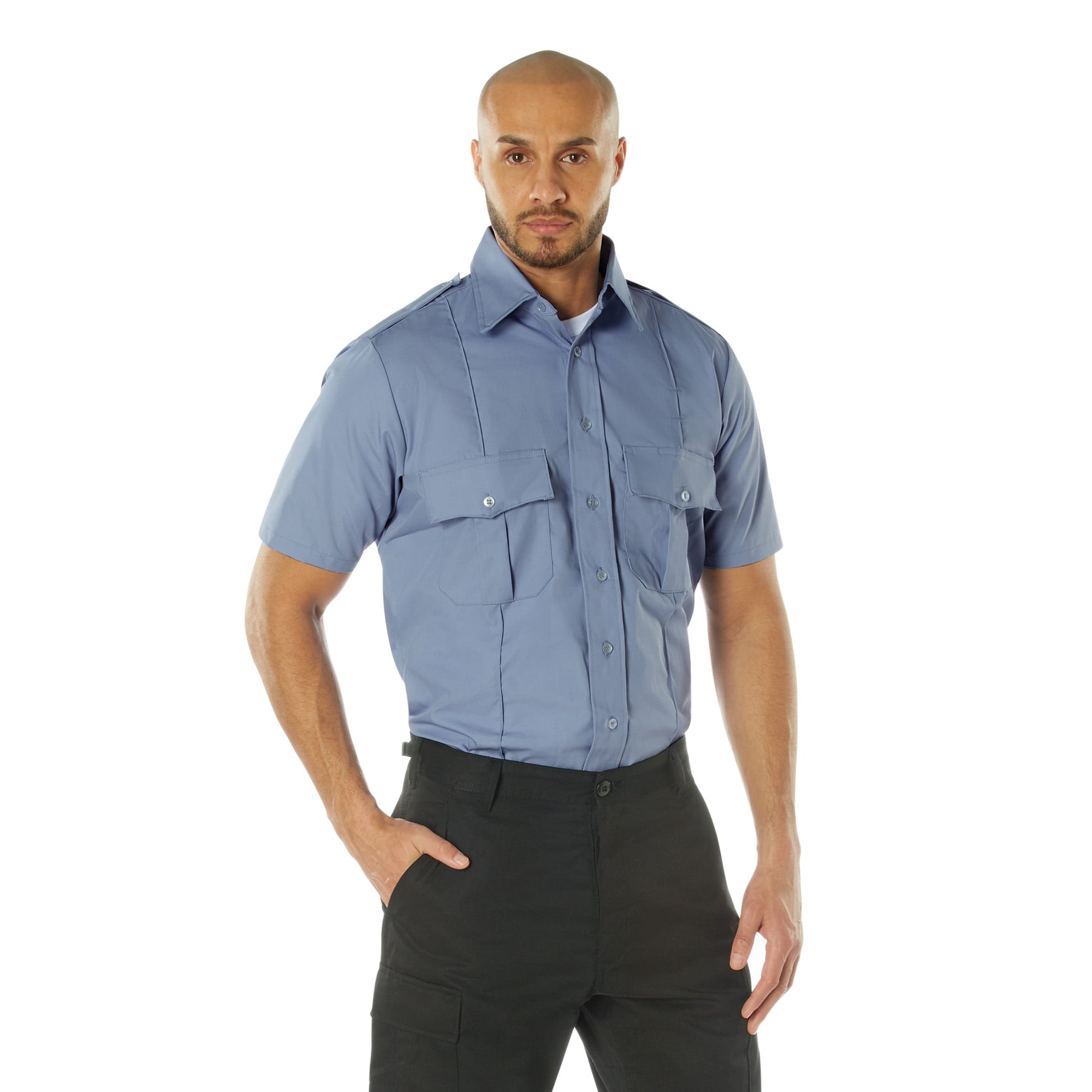 Rothco Short Sleeve Uniform Shirt - Light Blue, X-Large