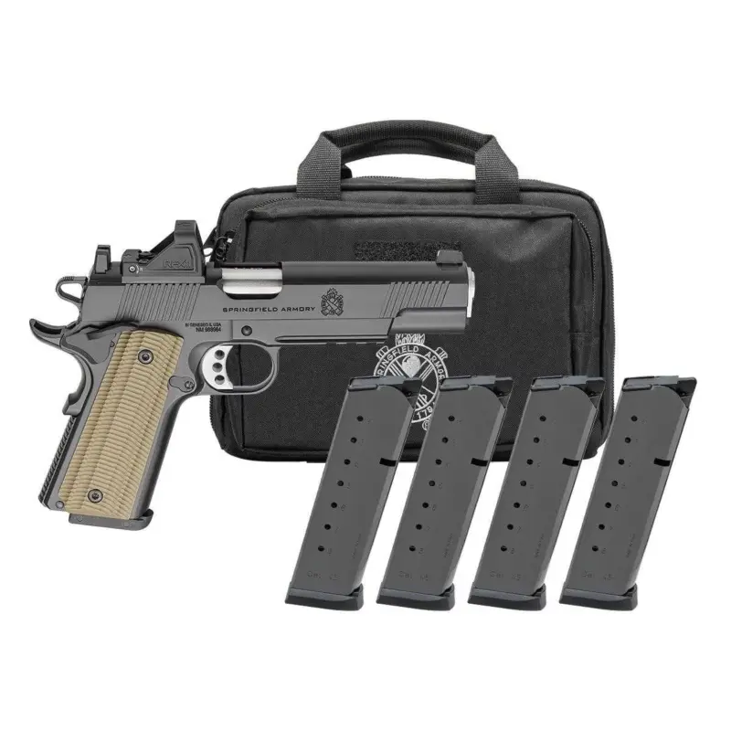 Springfield Gear Pac 1911 Operator AOS Handgun .45 Auto 8rd Magazines(4) 5" Barrel Green Dot Bag