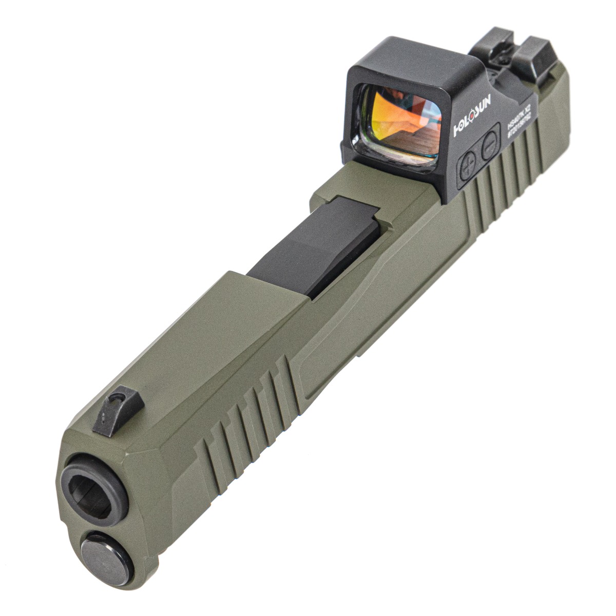 PSA Dagger Micro Complete Slide Assembly, Non-Threaded Barrel - Shield Cut w/ Holosun 407k, Sniper Green
