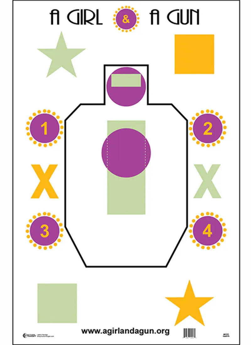 Action Target AGG100 Training A Girl A Gun IDPA Silhouette Paper 23" x 35" Multi-Color 100 Per Box