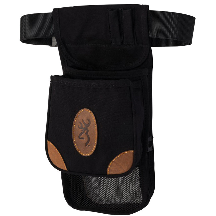 Browning Lona Deluxe Shell Pouch, Large, Smooth Black/Tan - 121388993
