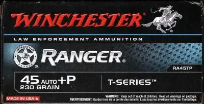 Winchester 45 Auto Ammunition +P Ranger T-Series RA45TP 230 Grain Jacketed Hollow Point 50 rounds