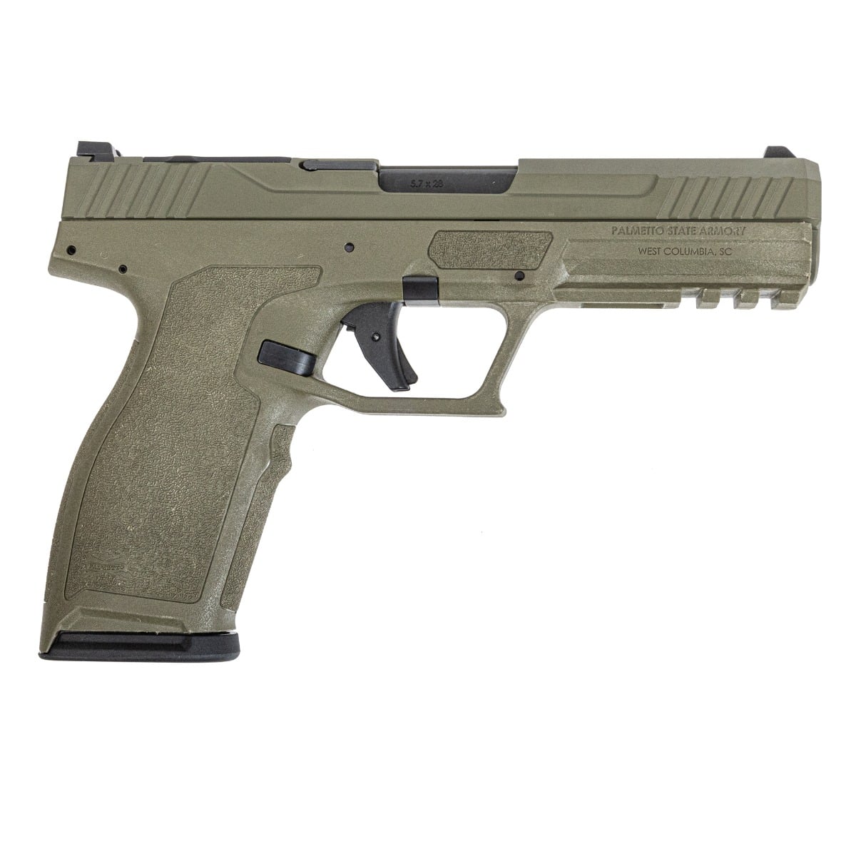 PSA 5.7 ROCK COMPLETE PISTOL, Optics Ready, Non-Threaded Barrel, Sniper Green
