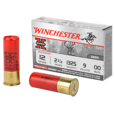 Winchester Super-X 12 Gauge Ammo 2-3/4" Buffered 00 Buckshot 9 Pellets