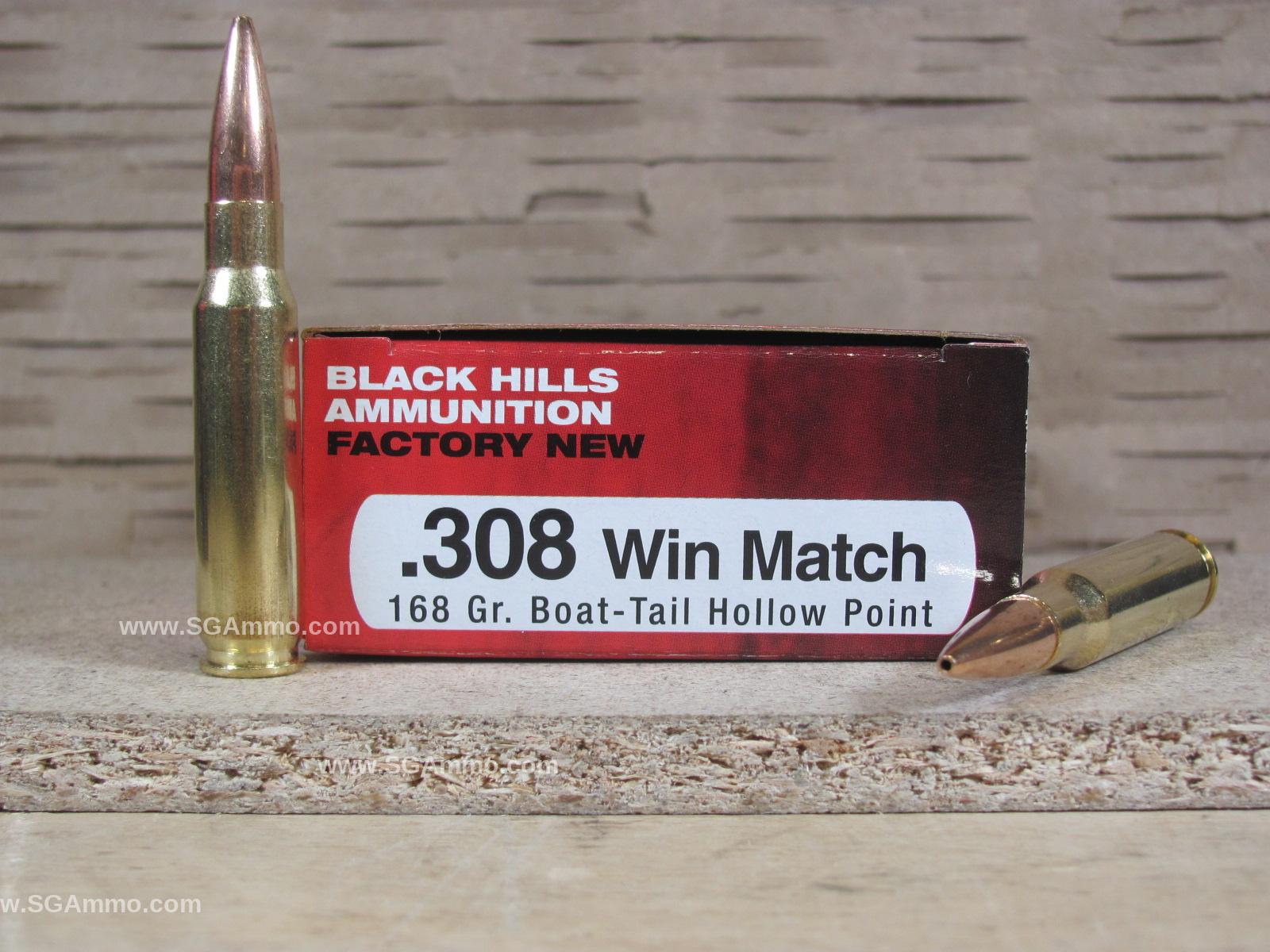 20 Round Box – 308 Win Match 168 Grain BT HP by Black Hills Ammunition – 2C308N1