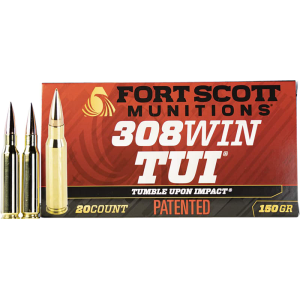 Fort Scott Munitions 308150SCV2 Tumble Upon Impact (TUI) Rifle 308 Win 150 GRSolid Copper Spun 20 Per Box
