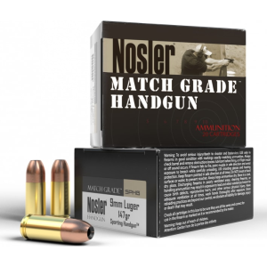 Nosler 51290 Match Grade 9mm Luger 147 gr Jacketed Hollow Point (JHP) - 20rd Box
