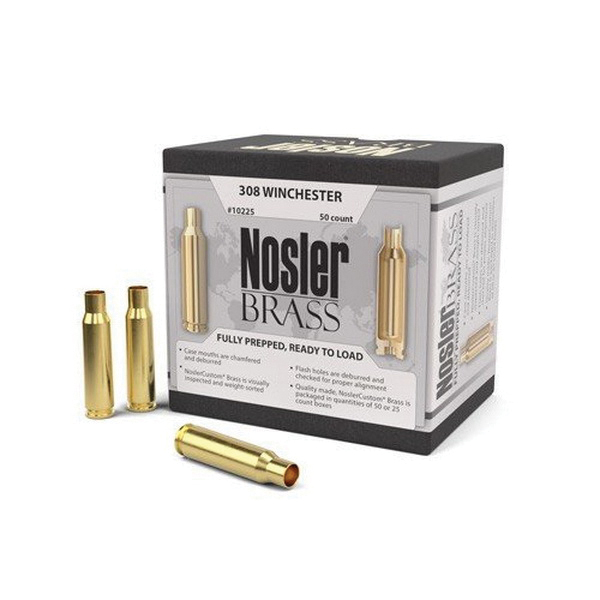 Nosler .308 Win Brass Full Length Cartridge Case, 50/box - 10225