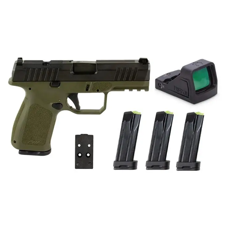 Rost Martin RM1C Handgun Bundle 9mm Luger 15rd (1) 17rd (3) Magazines 4" Barrel OD Green Viridian Red Dot Pistol Case