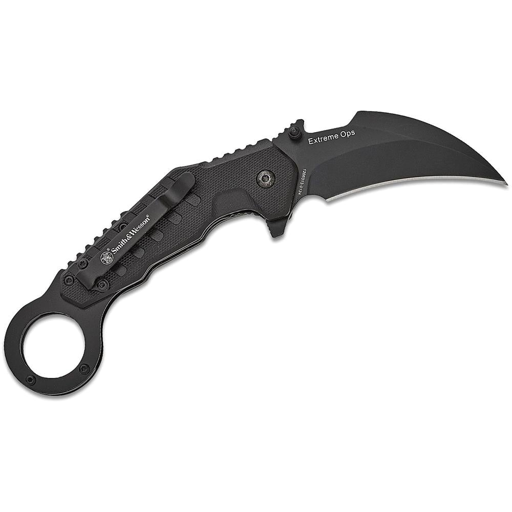 Smith & Wesson Extreme Ops Karambit Hawkbill Knife, Black - 1205007
