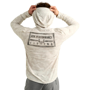Huk Drift Performance Hoodie Long Sleeve Shirt Silver Birch Camo XL