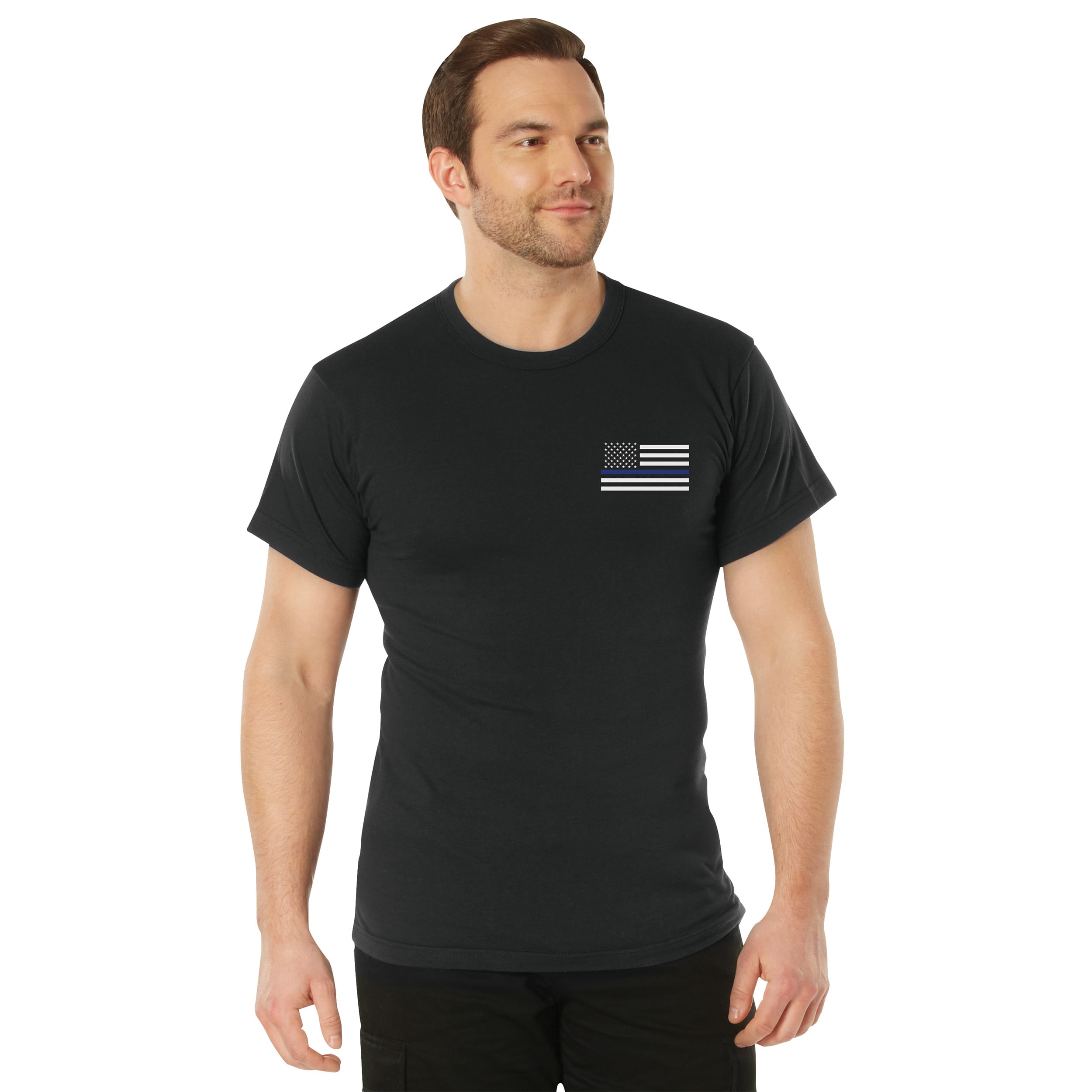 Rothco Honor And Respect 2-Sided Thin Blue Line Flag T-Shirt - Black, Small