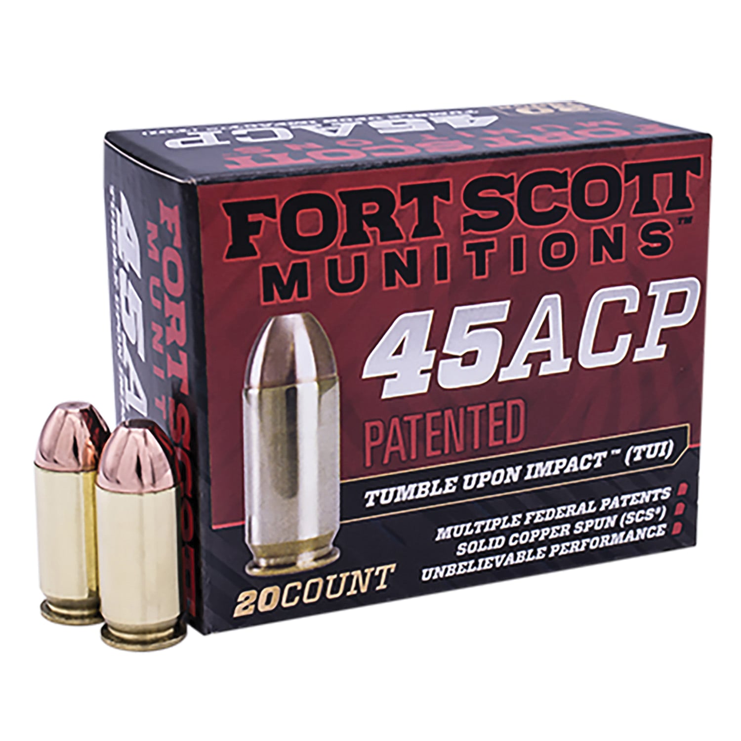 FORT SCOTT 45ACP 180GR TUI – SOLID COPPER 20RD 25BX/CS - No Credit Card Fees - Low, flat rate shipping