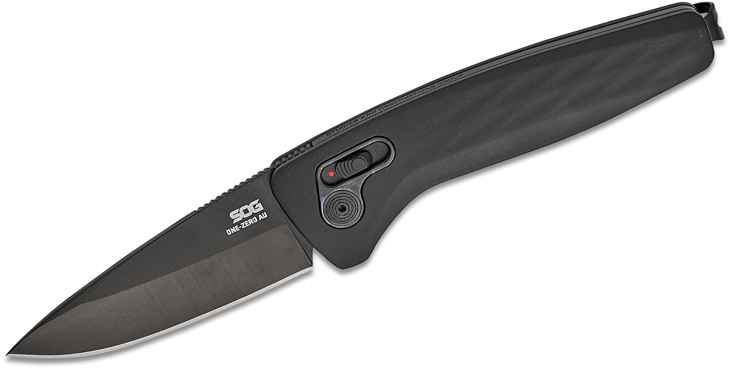 SOG Knives One-Zero AU Folding Knife, Black Sculpted - SOG15-73-01-57