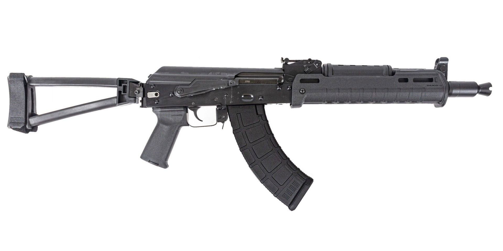 PSA AK-104 Zhukov-U Folding Pistol with Triangle Brace, Black