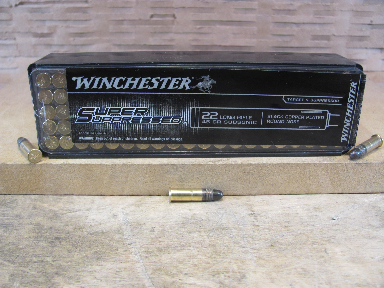 100 Round Box – 22 LR Winchester Super Suppressed 45 Grain Subsonic Ammo – SUP22LR