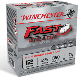 Winchester Fast Dove & Clay 12 Gauge 2.75\" 25 Rounds 1 oz #7.5 Lead Shot High Brass Shotshells.