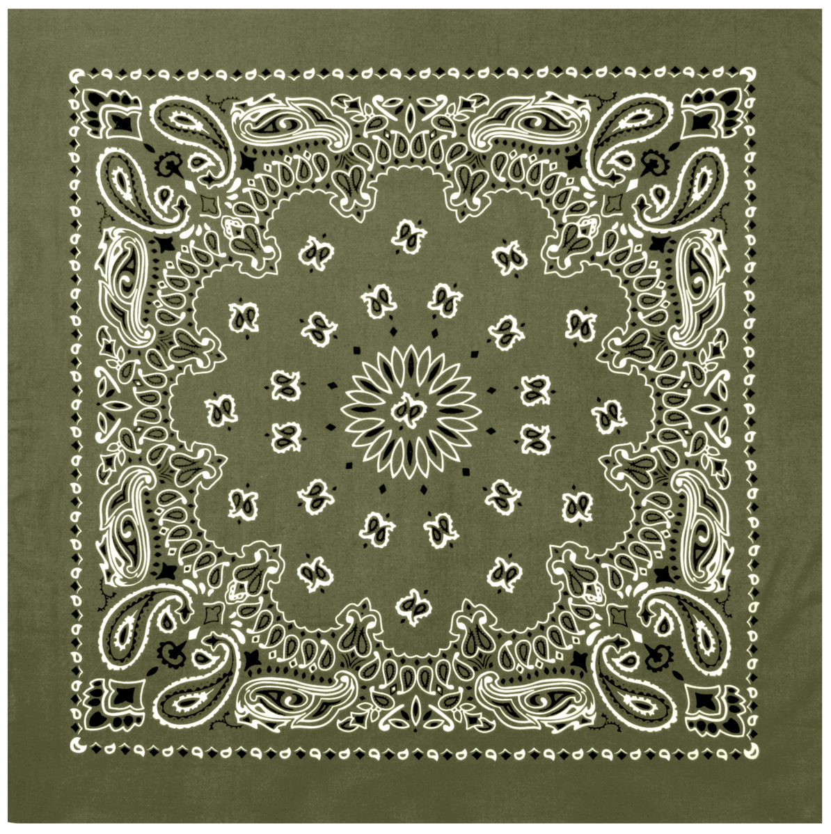 Rothco Trainmen Paisley Bandana Extra-Large - 27 X 27, Olive Drab