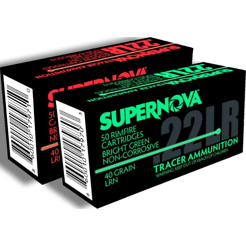 Supernova Tracer Rimfire Ammunition 22 LR 40gr. LRN Green Tracer 50 rd.