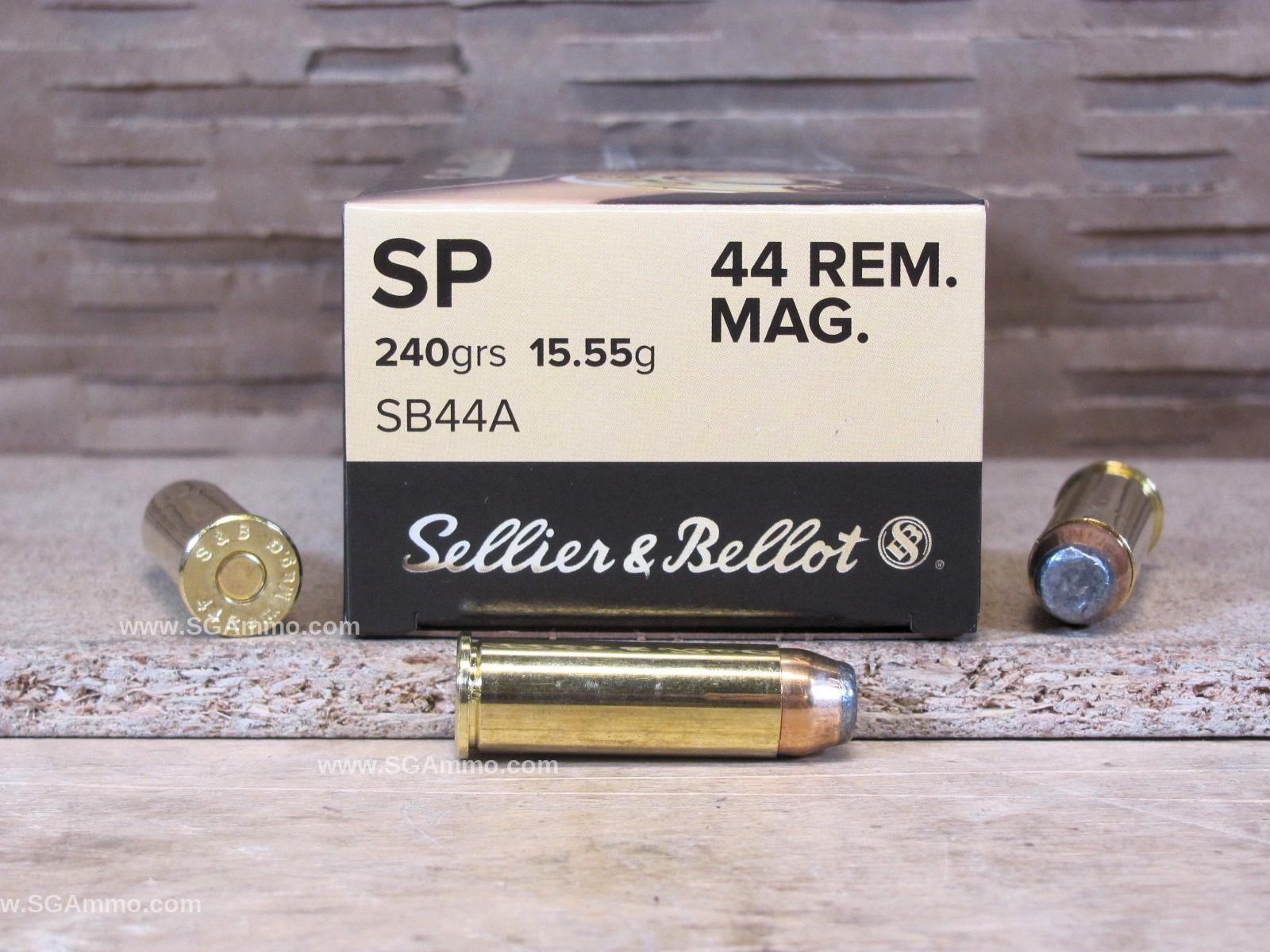 600 Round Case – 44 Magnum Sellier Bellot 240 Grain JSP Soft Point Ammo – SB44A