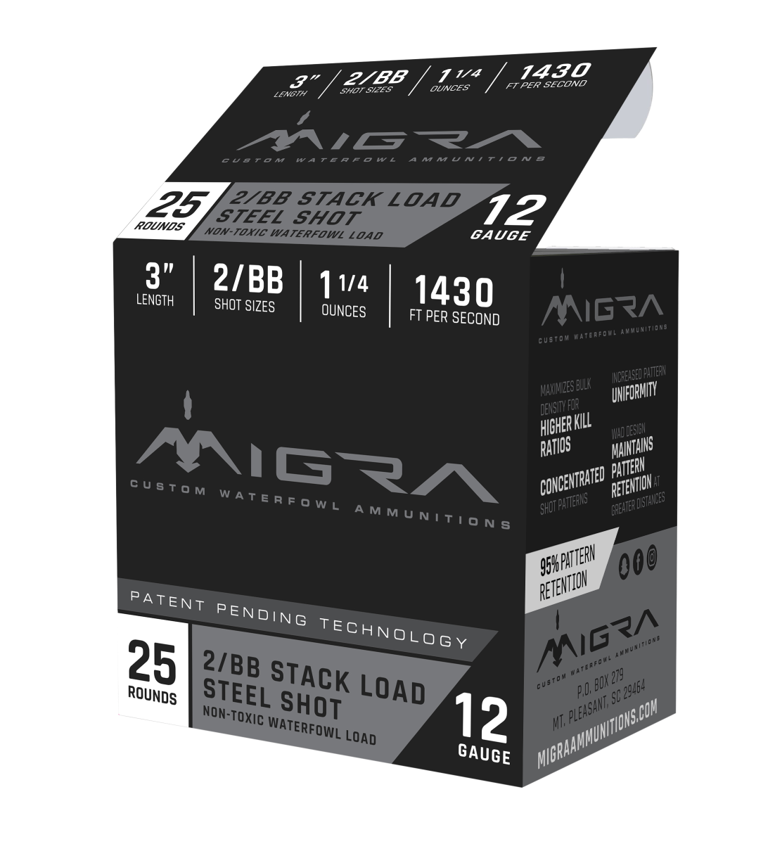 Migra Staxd 3" 1-1/4 oz 2/BB Shot 12ga Ammunition, 25rds - M12S2BB