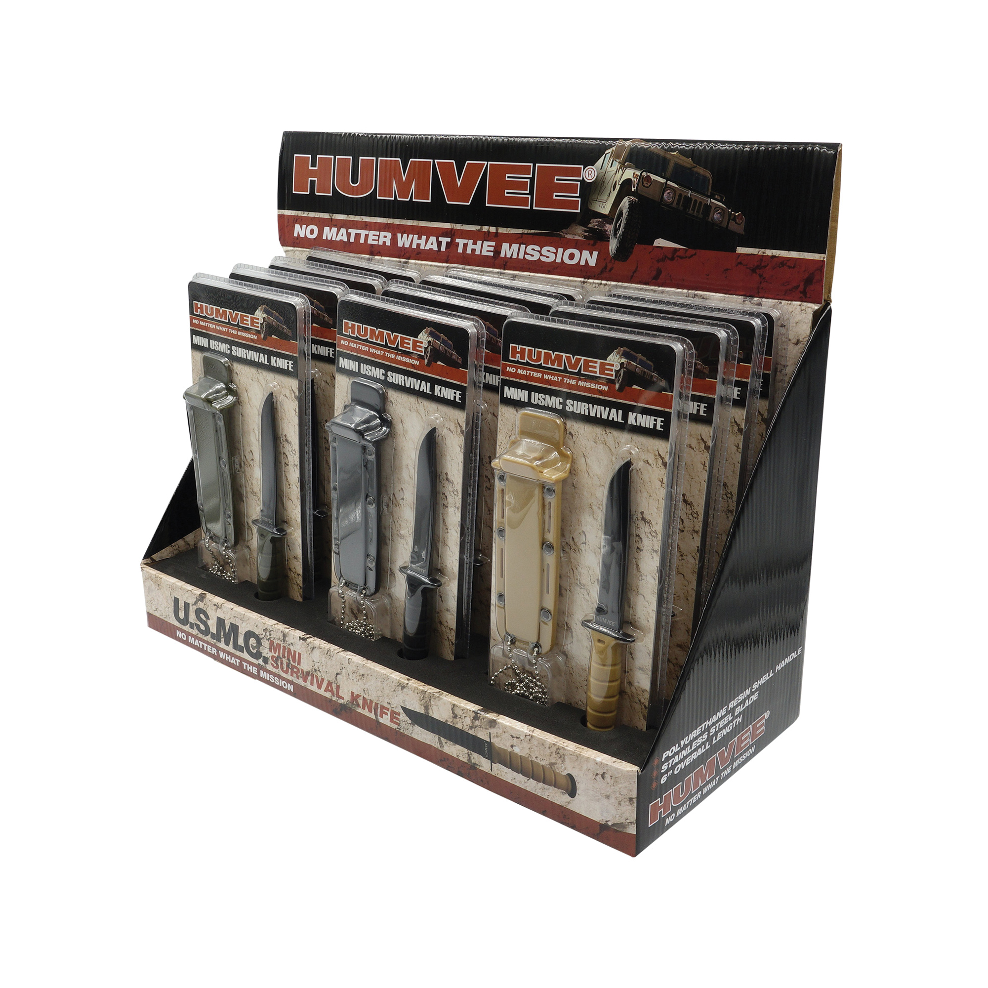 Humvee Adventure Gear Humbee 12-Piece Combat Neck Knife, Black/OD Green/Dark Earth - HMV-DB-USMC