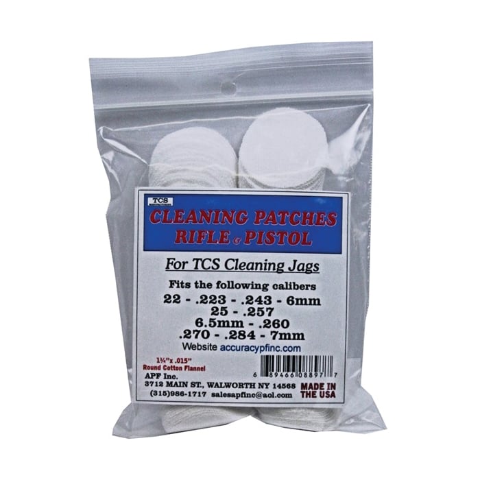 TCS .22 Cal/7mm 1.25" x 0.01" Round Cleaning Patch, Bag of 180
