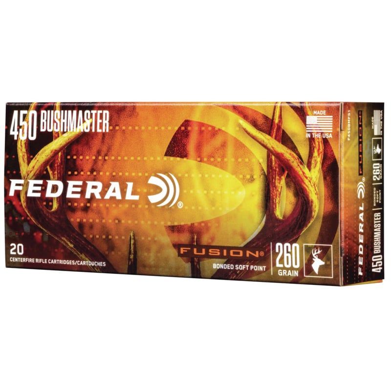 Federal F450BMFS1 Fusion 450Bushmaster 260gr Bonded Soft Point 20 Per Box/10 Case - No Credit Card Fees - Low, flat rate shipping