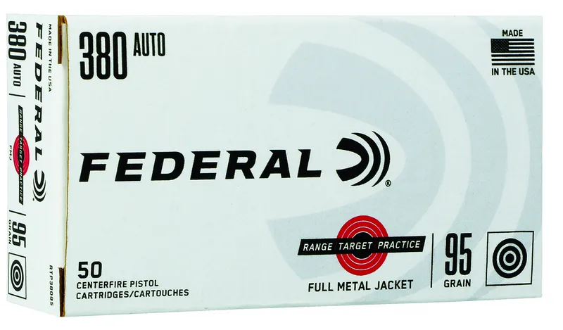 Federal RTP38095 .380 ACP 95gr FMJ Ammo - 50 Rounds