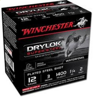 Winchester Super X Dryloc Super Steel Shotshells XSV1232, 12 Gauge, 3", 1-1/4 oz, 1375 fps, #2 Steel Shotshells Shot,