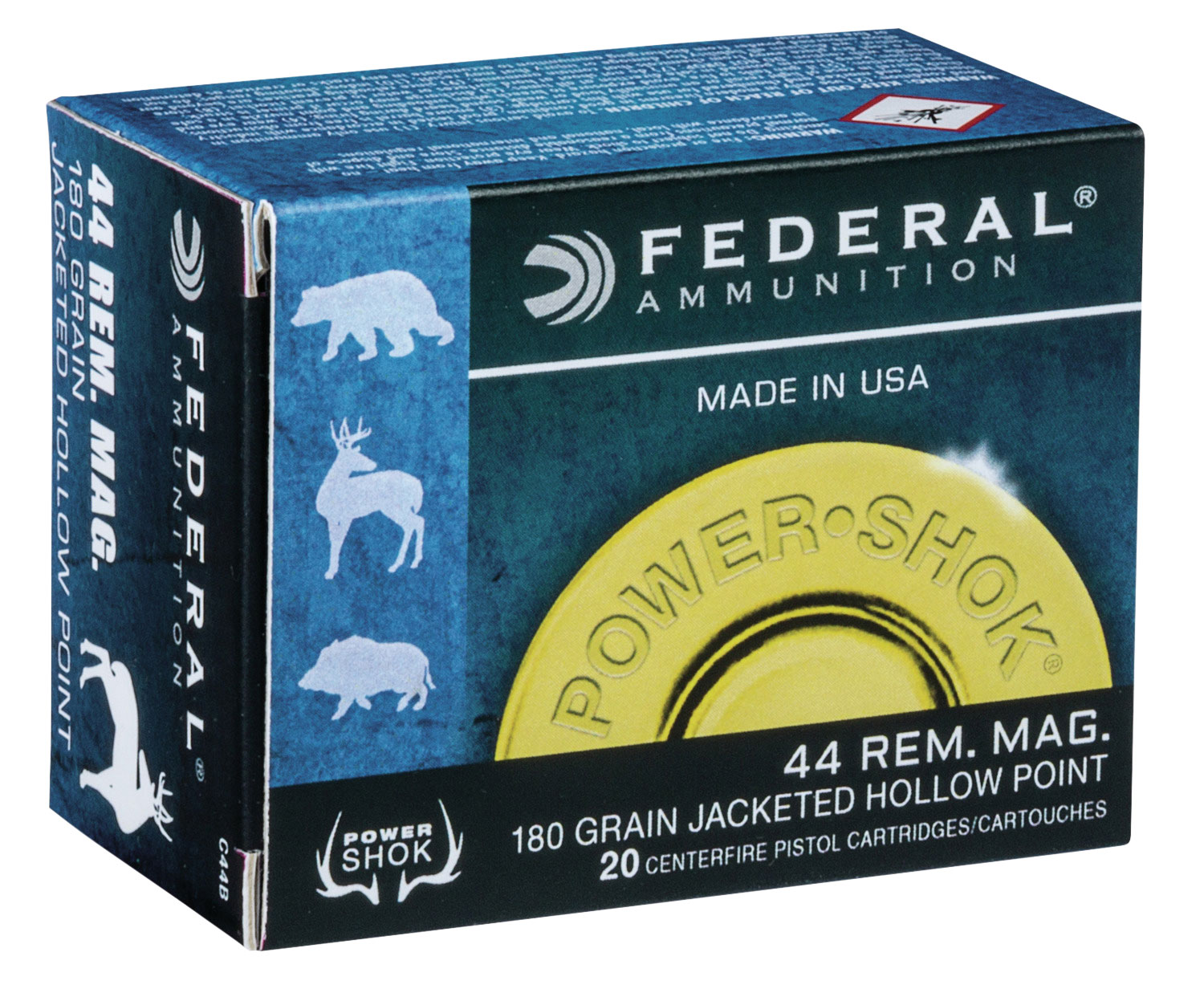Federal Power-Shok 180 gr Jacketed Hollow Point .44 Rem Mag Ammo, 20/box - C44B