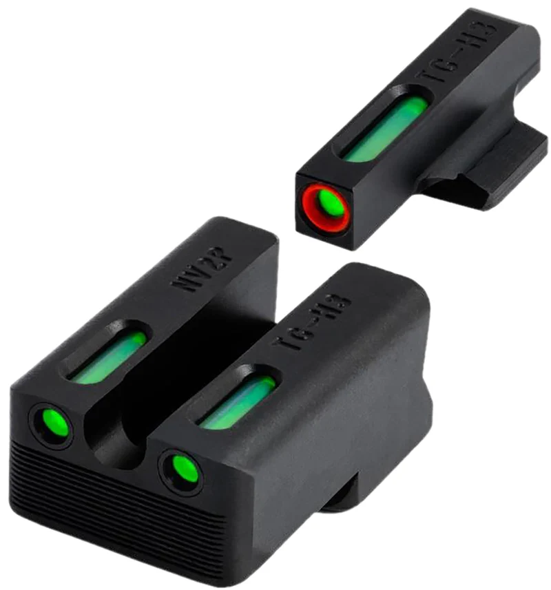 TruGlo TGTG13RS3PC TFX Pro Green Tritium Fiber Optic Orange Outline Front Sight Green Tritium Fiber Optic Rear Sight