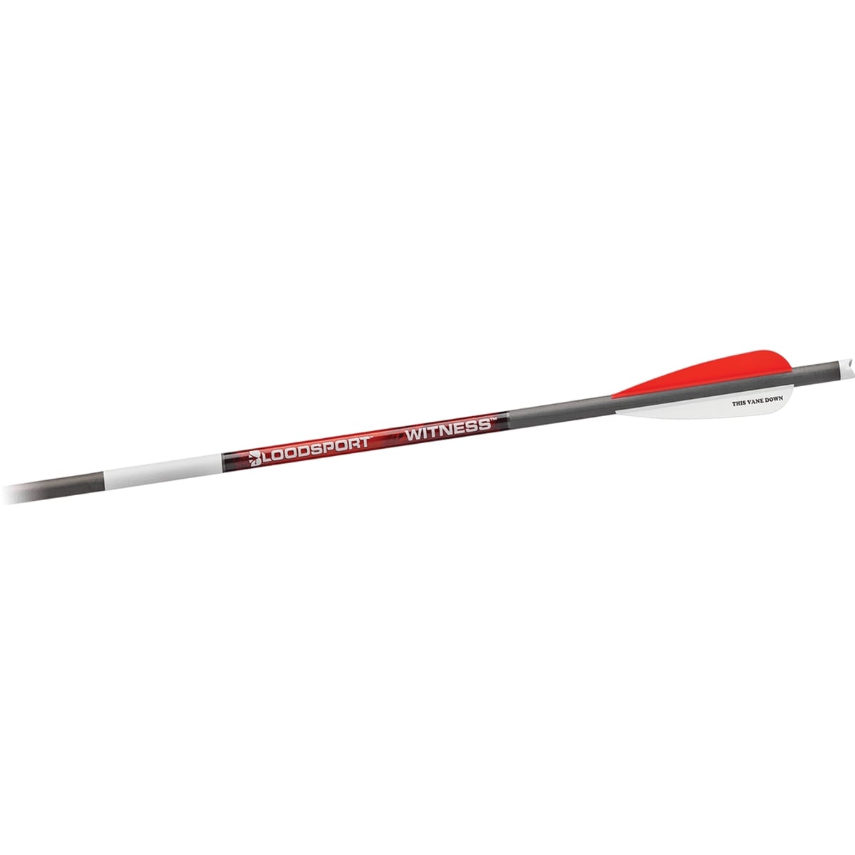 Bloodsport Arrows Witness 22" 10.90 GPI/325 gr 300 Spine Crossbow Arrow, Red/White/Black Pack of 6