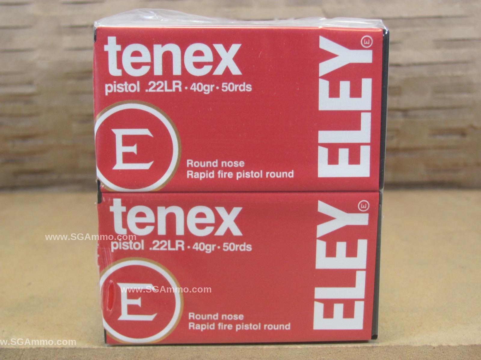 500 Round Brick – .22 LR 40 Grain Eley Tenex Pistol Round Nose Ammo Made in England