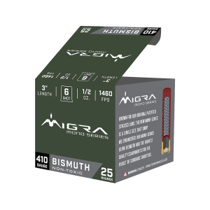 Migra Ammunition Mono 410 Ammo 3" #6 Bismuth Shot 1/2 oz Box of 25