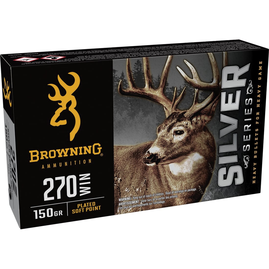 Browning Ammo B192602701 Silver 270Win 150gr Plated Soft Point 20 Per Box/10 Case - No Credit Card Fees - Low, flat rate shipping