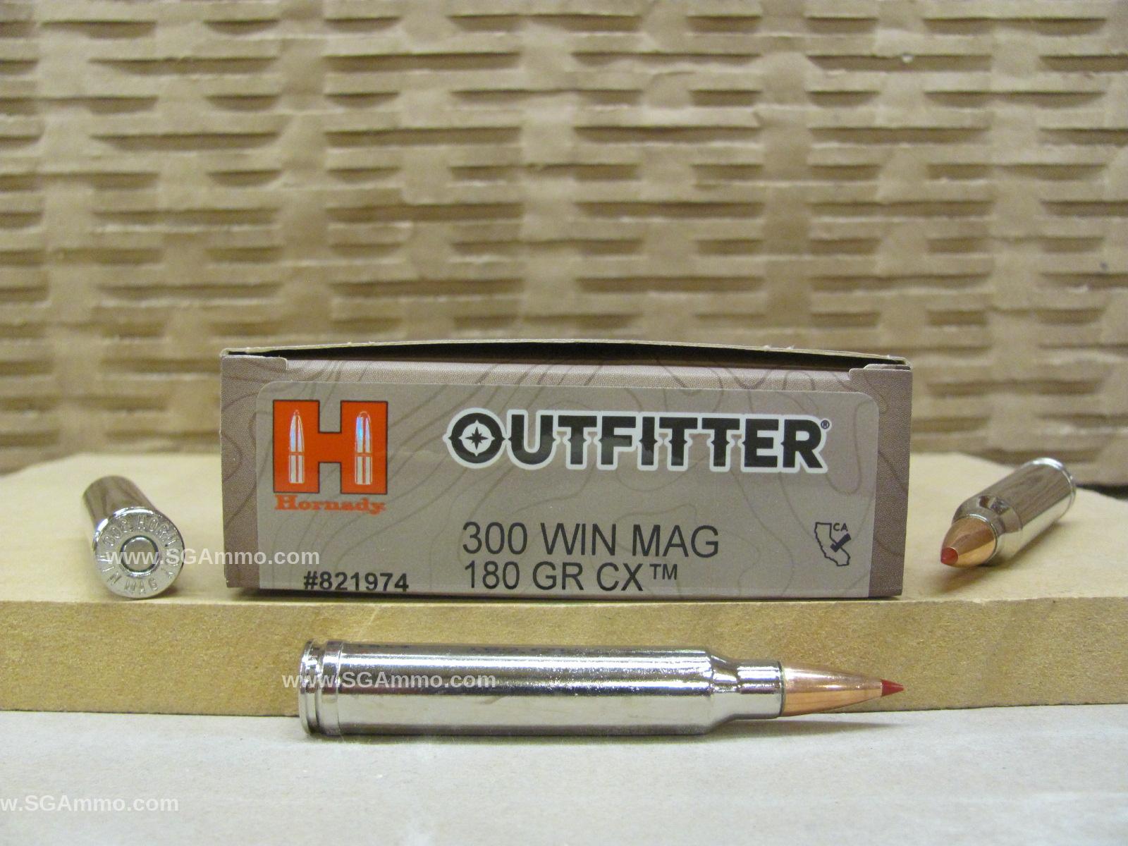 200 Round Case – 300 Winchester Magnum 180 Grain CX Hornady Outfitter Ammo – 821974