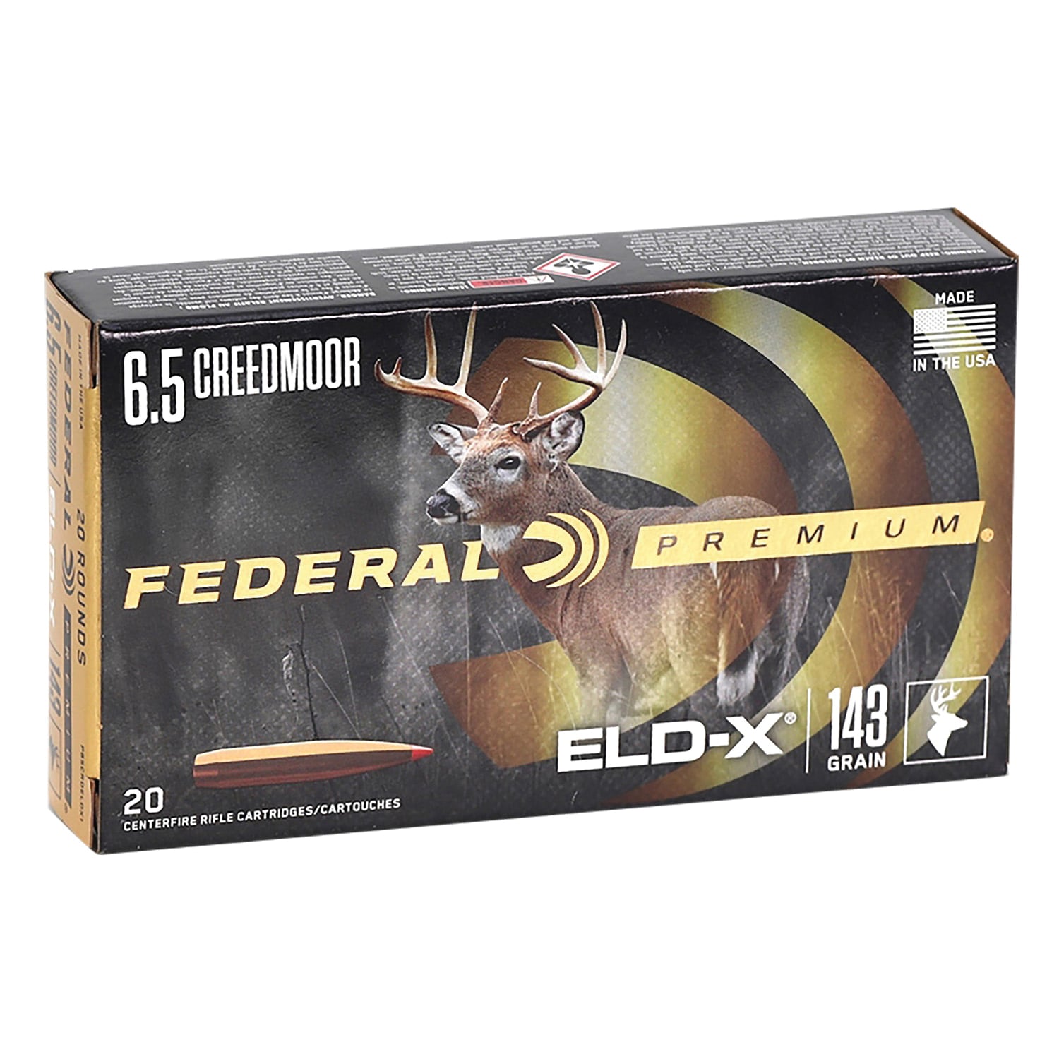Federal Premium 6.5 Creedmoor 143 gr Ammo ELD-X - 20rds - P65CRDELDX1