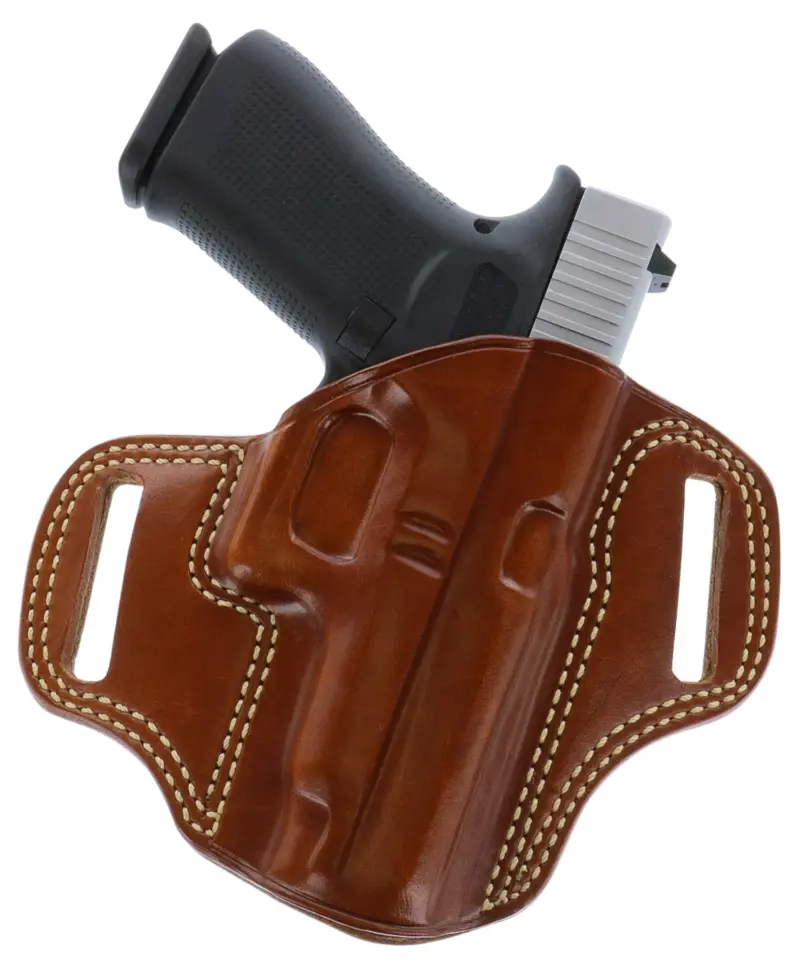 Galco CM226 Combat Master OWB Tan Leather Belt Slide Compatible w/ Glock 19/Glock 23 Gen2-5/CZ P-10C Belt 1.75" Wide Right Hand
